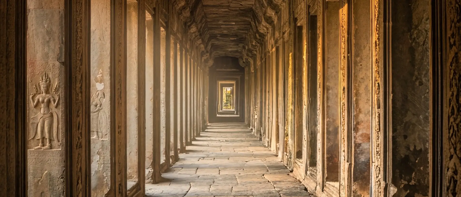 Deserted Angkor corridor
